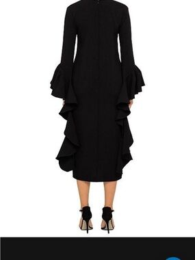 Ellery Black Ruffle-Trim Midi Dress
